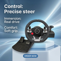 Volant de jeu filaire à rotation de 270 degrés avec moteur à vibrations, personnalisation 7 en 1, volant de course ergonomique