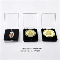 Boîte de présentation transparente en plastique vierge pour badges, médailles et épingles, avec insert floqué à charnière, moulée par injection, pour la maison