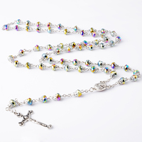 Collier catholique à longue chaîne, perle blanche, chapelet blanc, cristal pastoral, pour femmes, cadeau bijou de jésus