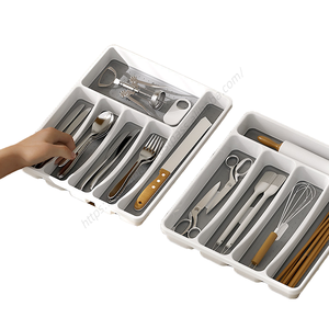 Boîte de rangement en PP pour couverts, compartiments empilables, organisateur rectangulaire pour la maison, la cuisine, la vaisselle - Product Image 3