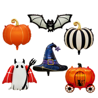 B-957 Ballons en aluminium fantaisie multicolores pour Halloween, motifs fantômes, citrouilles et chauves-souris, pour une ambiance festive