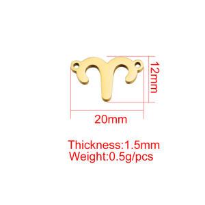 12 dijes de acero inoxidable con <span class=keywords><strong>signo</strong></span> del zodiaco | Colgantes de constelaciones chapados <span class=keywords><strong>en</strong></span> oro de 18 quilates para hacer collares y pulseras de joyería DIY - Product Image 3