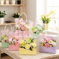 Boîtes cadeaux fleuries, cadres photo, sacs enveloppes, poignées en plastique transparent, rubans pour la fête des mères, mariage, enterrement de vie de jeune fille, anniversaire