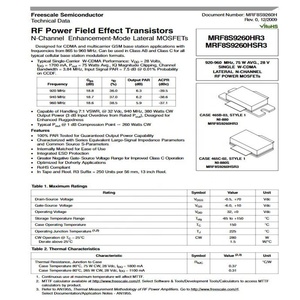 Mrf8s9260hs mrf8s9260hsr3 [920-960MHz 75W 28V trường hợp 465c-02/NI-880S] một W-CDMA bên N-CHANNEL RF điện MOSFET bóng bán dẫn - Product Image 2