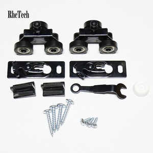 Rodillos negros de acero personalizables RHETECH, kits de sistema de Hardware <span class=keywords><strong>para</strong></span> <span class=keywords><strong>puerta</strong></span> de bolsillo deslizante, accesorios <span class=keywords><strong>para</strong></span> sala de estar y cocina al aire libre - Product Image 3