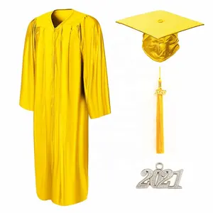Shiny Cheap Gold Graduation gown and cap
