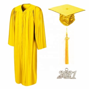 Vestido <span class=keywords><strong>de</strong></span> graduación y gorra <span class=keywords><strong>de</strong></span> oro barato brillante - Product Image 1