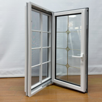 Fenêtre à battant en PVC avec verre décoratif à barres de cuivre de style géorgien, fenêtre insonorisée pour villa et maison résidentielle
