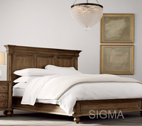 Meistverkauftes Rustikales Holzplattenbett Holz-Kopfteil Queensize Gedrechselte Beine Antiker Stil Inneneinrichtung für Zuhause Schlafzimmer