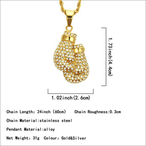 Nouveau Collier Pendentif Géométrique Gants de Boxe 2026, Chaîne en Acier Inoxydable Style Hip-Hop Personnalisé, Bijou de Mode pour Homme - Product Image 4