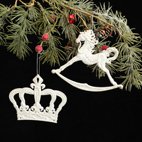 Ornements de Noël suspendus en plastique blanc en forme d'élans pour arbre, décorations de Noël dorées et blanches pour arbre de Noël