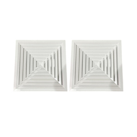 Diffuseur d'air carré à 4 voies en aluminium thermolaqué pour plafond, grille de ventilation HVAC pour climatisation à 4 voies
