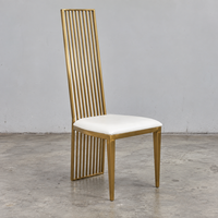 Chaise de banquet de mariage en acier inoxydable doré à dossier grillagé et pieds droits, vente en gros