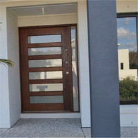 DAIYA — porte d'entrée double, transparente, avec coupelle en bois et verre givré