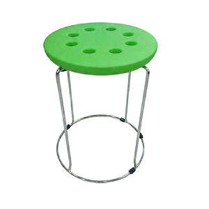 Round <b>Plastic</b> Folding <b>Stool</b> Portable Lightweight Metal Frame <b>Stool</b> for Home Camping Fishing and Outdoor Use - Product Image 1