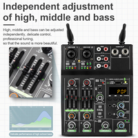 Mélangeur Audio Portable Professionnel Biner UF4-M Mini 4 Canaux avec 2 Microphones Sans Fil et Console Audio DJ USB 4 Canaux