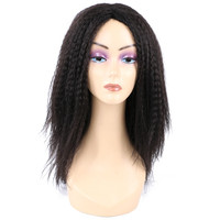 Perruque synthétique Afro Yaki Marley, cheveux bouclés raides et volumineux, naturels, en couches, noirs, pour couture à la machine sans dentelle transparente