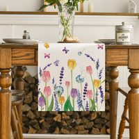 Lavande tulipe printemps chemin de table fleurs fraîches été linge de table décoration de table à manger