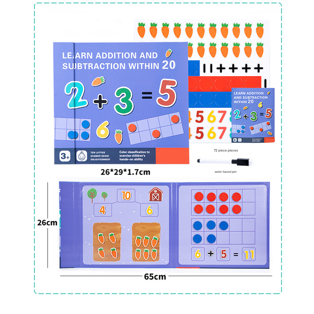 Wholesale Kids Early Educational Paper 1-20 Arithmetic Book 20 Digital Calculating Book Fun Math Learning Teaching Playing Toy