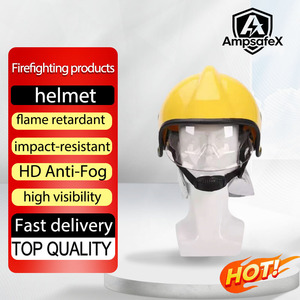 Durable Stainless Steel Yellow/<b>Red</b> Fire Helmet with Neck Protector Reflective Stripe <b>Flashlight</b> Mount Option Easy Operation - Product Image 1