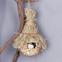 Paille Nid D'oiseau Cage Maison Fait Main Herbe Suspendue Oiseau Cabane À Couver D'élevage Grotte Décor Nid D'oiseau pour Intérieur Extérieur Jardin