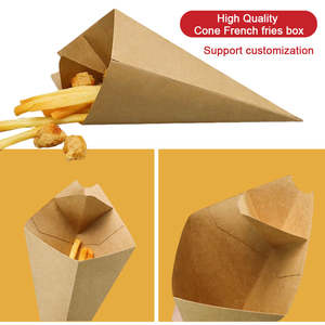 Cônes en papier pour emballages alimentaires, biodégradables, écologiques, réutilisables, noirs, à paroi simple, pour frites et crêpes - Product Image 4