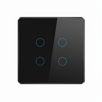 Interrupteur mural tactile intelligent pour maison connectée, en verre trempé avec cadre métallique doré, compatible Zigbee UE, 1/2/3/4 voies, contrôle à distance par application, Google Alexa