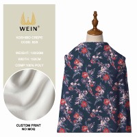 B28 Crepe de poliéster Koshibo suave de material cuidadosamente seleccionado con diseños florales estampados oscuros para vestido de novia