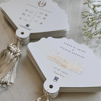 Menu Kertas Mewah Buatan Tangan Berbentuk Kipas dengan Foil Emas Putih untuk Undangan Natal, Hari Ibu, Pernikahan, DIY Menu Kustom
