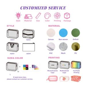 Transparenter Organizer Make-up Toilettentasche Set Logo Luxus Kosmetik Rüschen Reise-Make-up Maßgefertigte Tasche Individuelle Klare PVC-Kosmetiktasche - Product Image 2