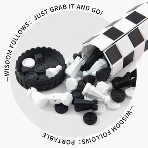 Juego de Mesa Clásico 2 en 1, Juego de Ajedrez Plegable con Piezas de Ajedrez de Plástico Grandes <span class=keywords><strong>para</strong></span> Niños, Uso Educativo - Product Image 2