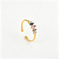 Ensemble de bagues en zircon marquise coloré plaqué or avec motif papillon pour femmes, bijoux de mode en acier inoxydable, vente en gros