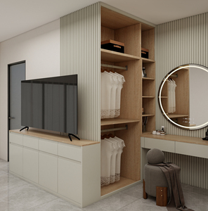 <span class=keywords><strong>Armario</strong></span> Moderno <span class=keywords><strong>Blanco</strong></span> Personalizado para Dormitorio con <span class=keywords><strong>Puerta</strong></span> de Vidrio y LED - Product Image 6
