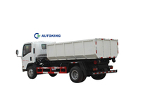 Camion benne à ordures diesel ISUZU 4x2 avec crochet, chargement latéral 5m³/10m³, transmission manuelle avec moteur et boîte de vitesses, en promotion