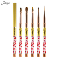 Lot de pinceaux de luxe pour nail art avec manche métallique ovale ciselé, pinceaux plats pour outils professionnels de manucure, marque privée