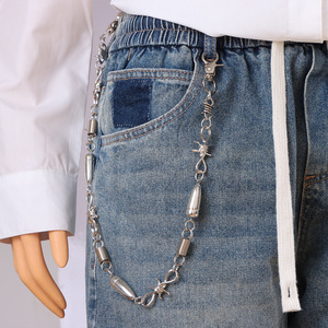 Cadena de cintura de aleación de zinc con diseño de balas y púas de una sola capa, estilo hip hop, accesorio de moda casual - Product Image 1