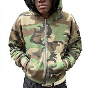 Sudadera Oversize Vintage de Invierno 100% Algodón con Doble Cremallera, Estampado por Descarga, Bordado y Costuras Reforzadas, 600 GSM, Marca Personalizada OEM - Product Image 1