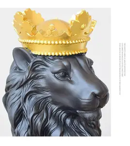Art Lion Statue Home Decor Crown Lion King Decoration Figurine Souvenirs Mini White Resin Lion Decor