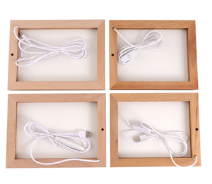 Gỗ Sồi <span class=keywords><strong>LED</strong></span> Khung Ảnh Rắn Ánh Sáng Khung Có Thể Sạc Lại Hiển Thị Rỗng Nổi Khung Sáng Tạo Acrylic Ánh Sáng Ban Đêm - Product Image 6