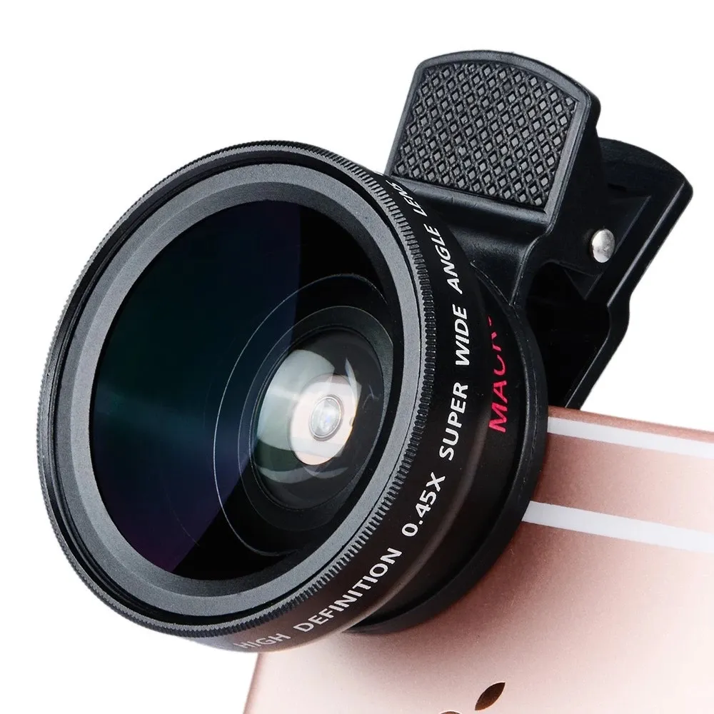 0.45X Wide Angle Lens+15X Macro Cell Phone Custom Camera Lens Kit For Iphone X XS Max XR