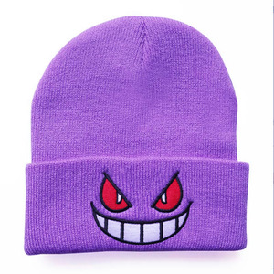 Gorra de punto bordada con ojos rojos de dibujos animados, <span class=keywords><strong>gorro</strong></span> de Hip-hop, tendencia Popular, bordada, para <span class=keywords><strong>invierno</strong></span>, nueva - Product Image 4
