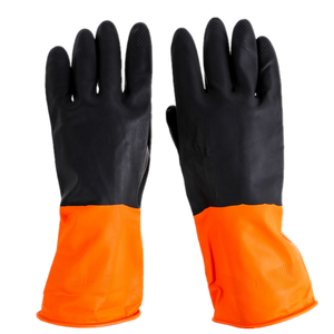 Pas cher Noir Bleu Industriel Ménage Contraste Deux Couleurs Résistant À L'huile Résistance Chimique Latex Caoutchouc Lavage Propre Gants De Travail - Product Image 2