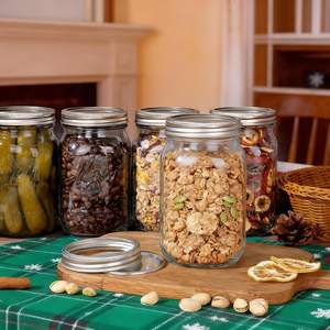 Bocaux Mason à large ouverture de 16oz, 24oz, 32oz avec couvercle – Contenants de stockage alimentaire, grands bocaux de mise en conserve pour cornichons, confiture, sauce <span class=keywords><strong>tomate</strong></span> - Product Image 5