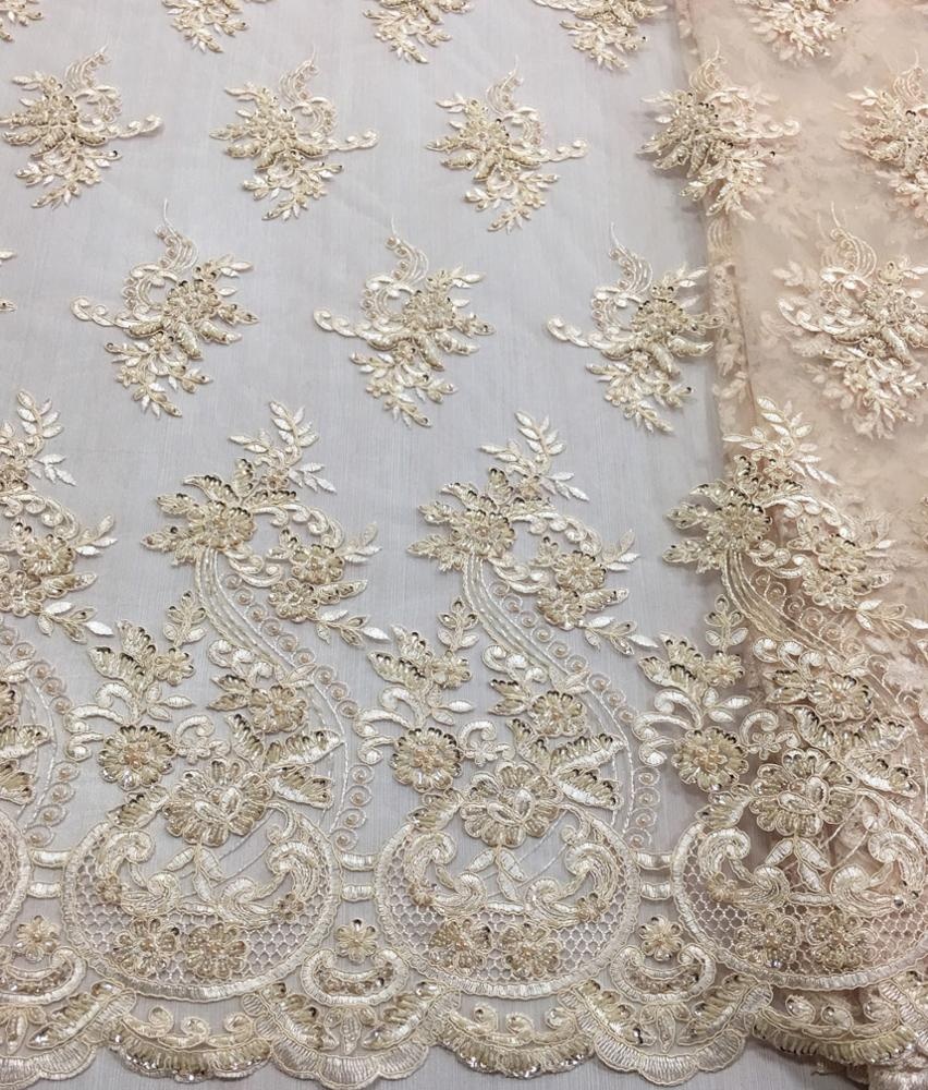 Высококачественная кружевная Тюлевая ткань с ручной вышивкой и блестками для вечернего платья или невесты
