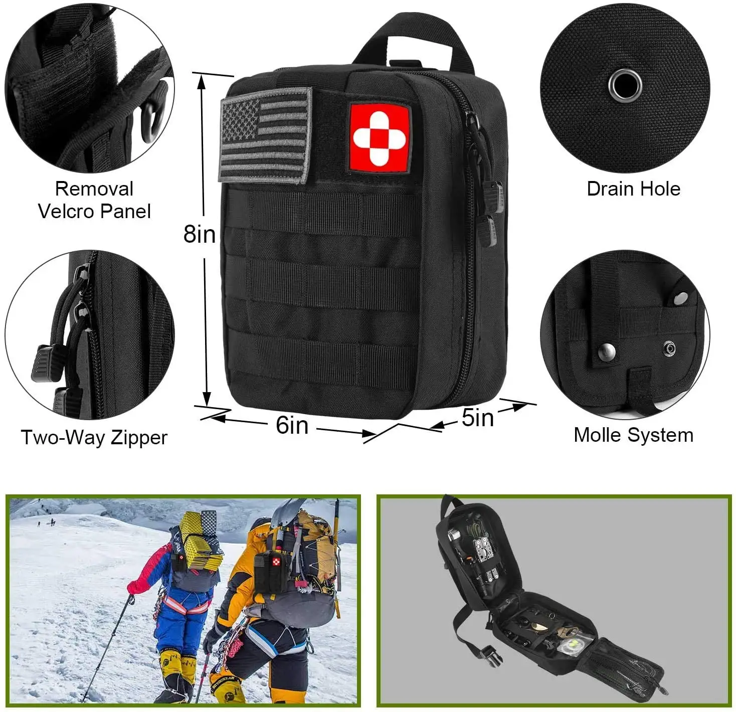 250Pcs Survival Gear First Aid Kit with Molle System Compatible Bag  Emergency Kit for Earthquake  Outdoor Adventure  Hiking