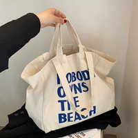 Tas Belanja Kanvas Besar 12oz dengan Logo Custom, Wanita, Polos, Kanvas Alami Daur Ulang, Hitam Putih