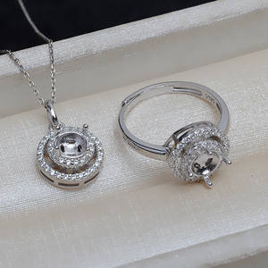 Ensemble de pendentif et bague en argent S925 avec design rotatif, accessoires de bricolage, taille 5,5-6, style vintage, sans broche, porte-perle vide, 4045 - Product Image 4