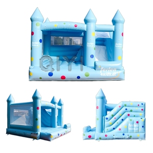 Castello Gonfiabile Commerciale Premium <span class=keywords><strong>Blu</strong></span> Cielo con Area di <span class=keywords><strong>Salto</strong></span> Rinforzata e Rete di Sicurezza per Noleggio Feste all'Aperto - Product Image 1