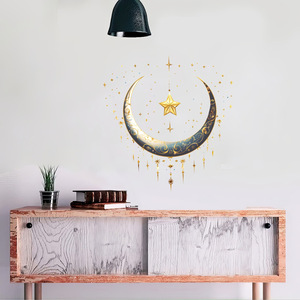 Adesivo Murale Islamico per Ramadan, <span class=keywords><strong>Mezzaluna</strong></span> Blu e Oro <span class=keywords><strong>con</strong></span> Stelle, Decorazione Rimovibile per Casa, Celebrazioni del Ramadan ed Eid - Product Image 3