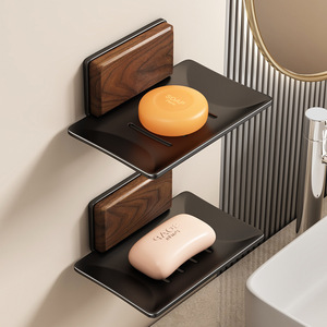 Wall Mount Soap Dish Space Aluminum Rectangular Self <b>Drain</b> Minimalist Design <b>Bathroom</b> Sink Storage - Product Image 1